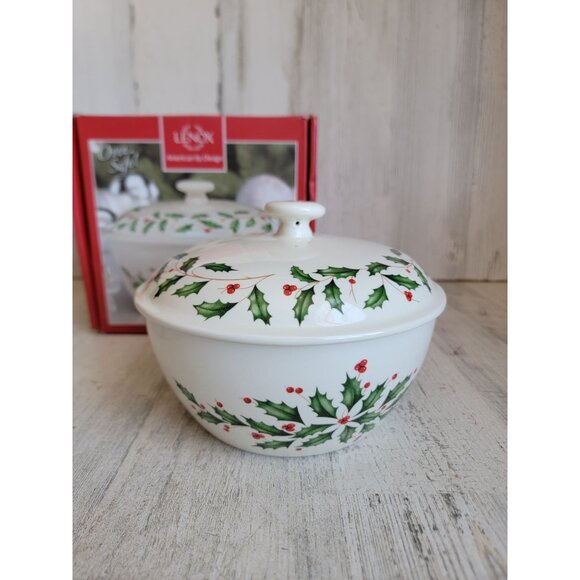 Lenox NEW small covered casserole 24oz holiday dish Xmas - Picture 2 of 7